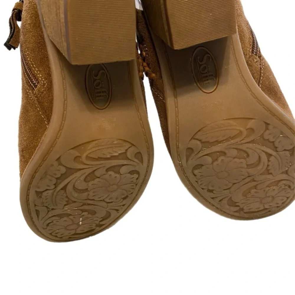 Sofft Brown‎ Festival Suede Peep-Toe Heeled Boots - Picture 6 of 10